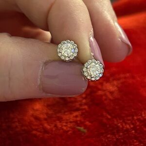 Classic Moissanite Diamond Sterling Silver Earrings Retail $299